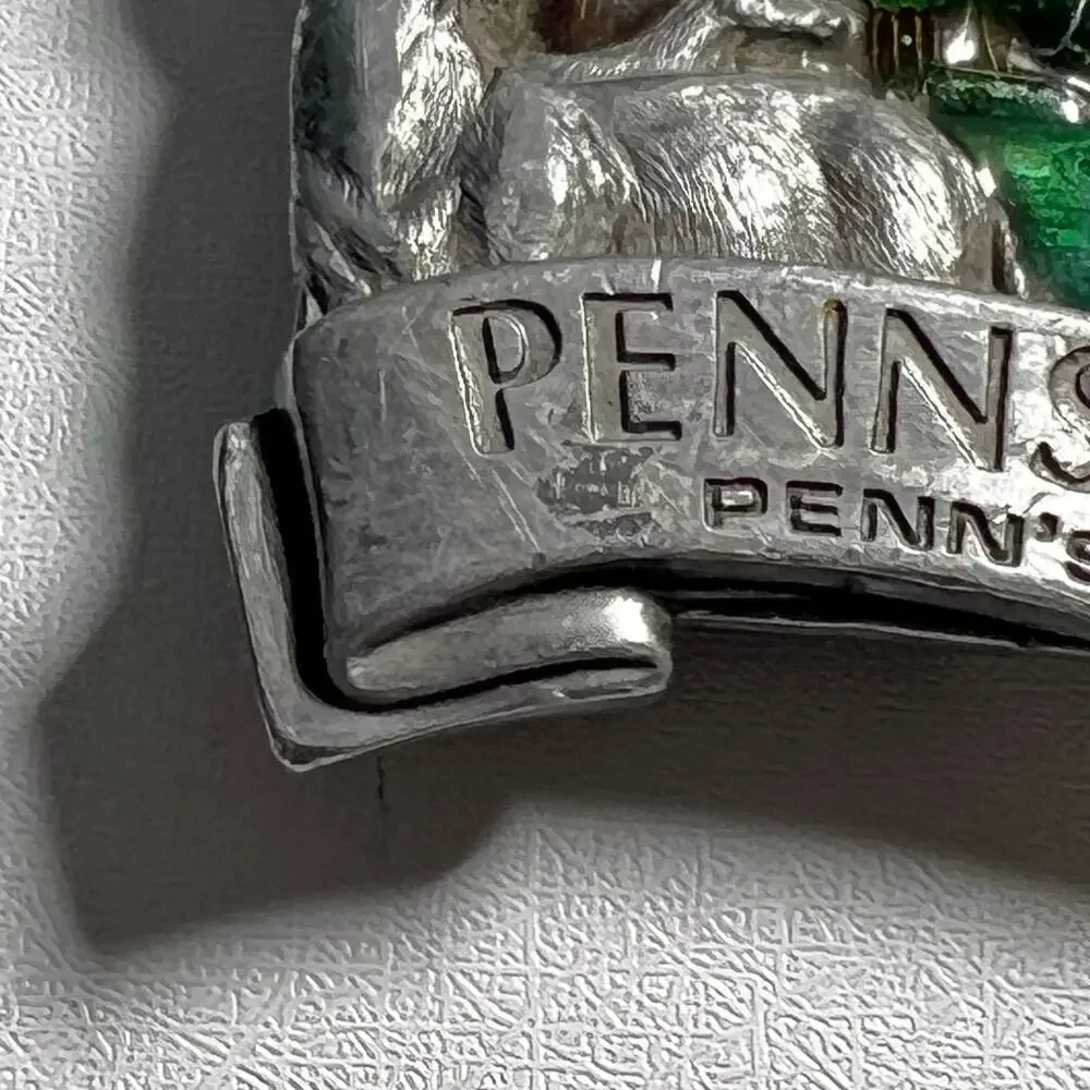 Vintage 80s Bergamot Belt Buckle Enamel Penns Paradise Pennsylvania Hunting